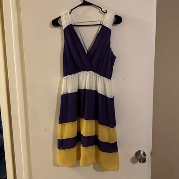 Umgee Purple and Yellow Colorblock Dress - Picture 1 of 3